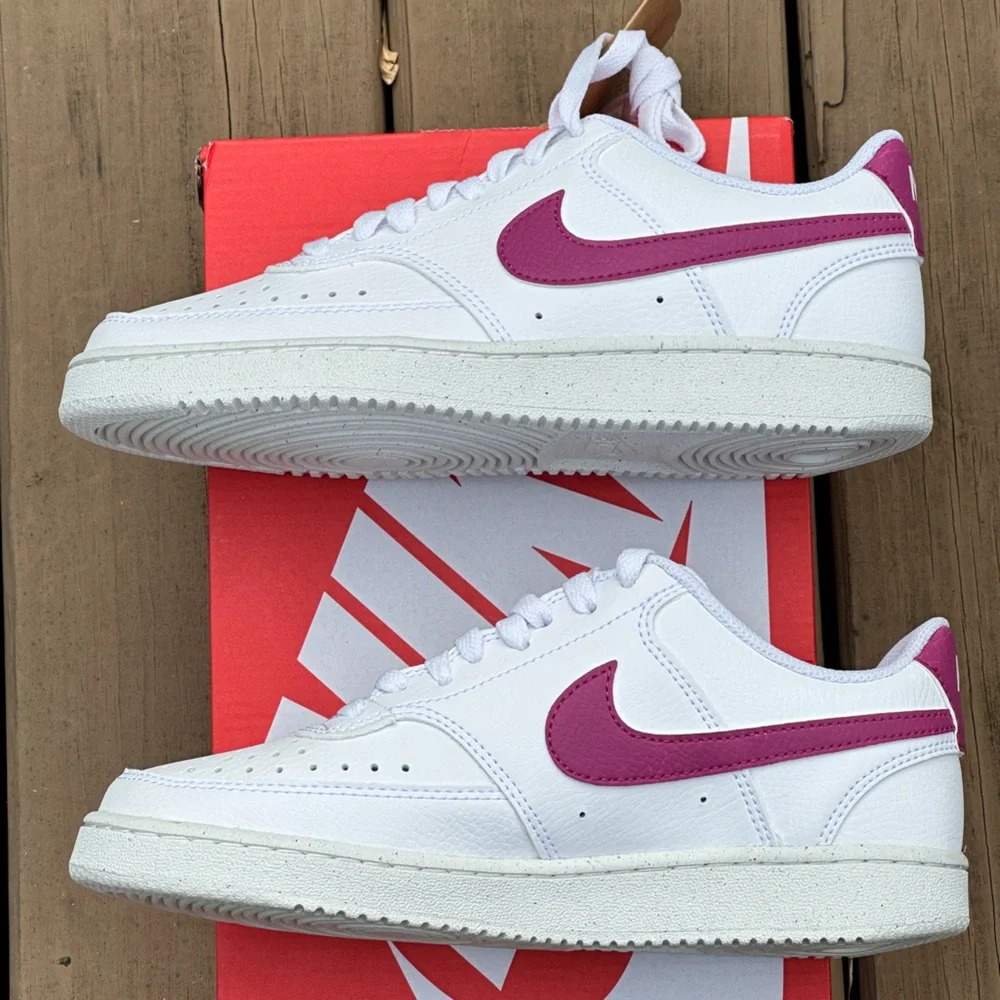 Nike Court Vision Low Womens 7 Youth 5.5Y White Sustainable Casual Sneaker NEW